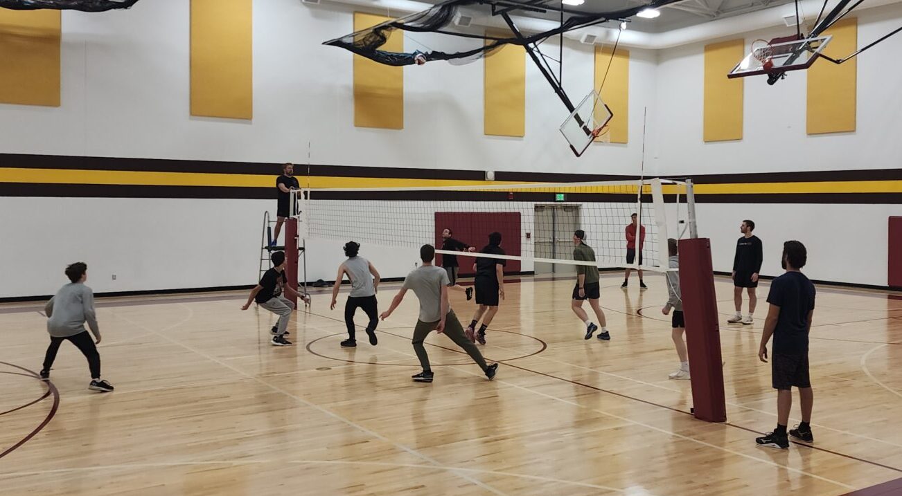 Ethan and Truston playing volleyball